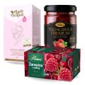 BiFix Zestaw prezentowy (Lady Teapot Focus Mind, Premium Żurawina z maliną, Dżem Truskawkowy) 370g