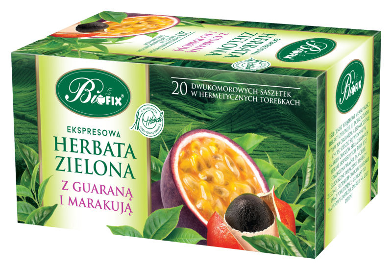 Zdjęcie towaru: Bi fix Premium Zielona z guaraną i marakują Herbata ekspresowa